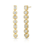 Bezel set multi stone drop earrings - Image 2