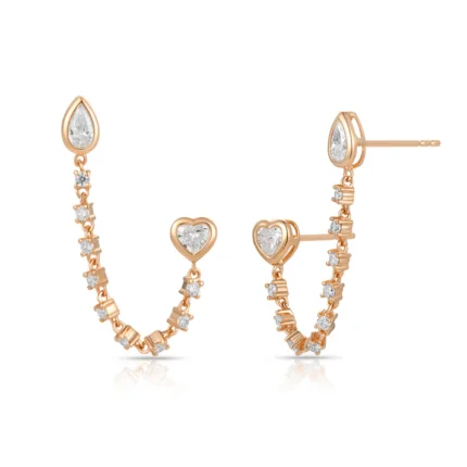 Drop Earring with mixed cut diamond with heart and pear cut
