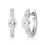 Diamond Hoop Earring with Marquise Diamond - Image 2