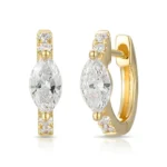 Diamond Hoop Earring with Marquise Diamond - Image 3
