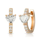 Diamond Hoop Earring with Heart Shape Diamond