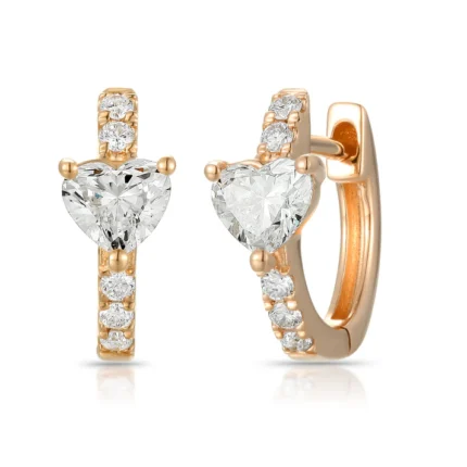 Diamond Hoop Earring with Heart Shape Diamond