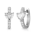 Diamond Hoop Earring with Heart Shape Diamond - Image 2