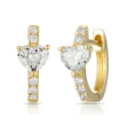 Diamond Hoop Earring with Heart Shape Diamond - Image 3