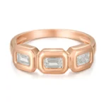 Three Stone Baguette Diamond Bezel Set Ring - Image 2