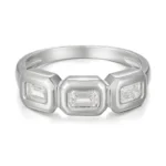 Three Stone Baguette Diamond Bezel Set Ring - Image 3