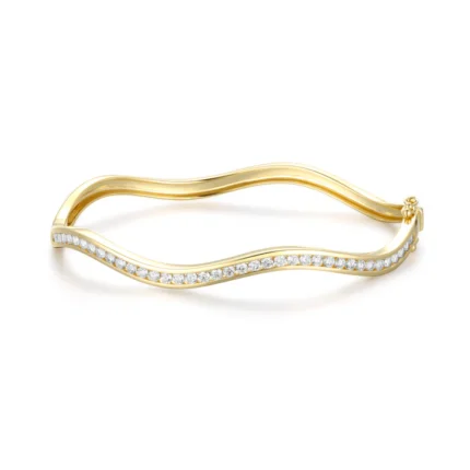 Round Brilliant Diamond Wave Bangle