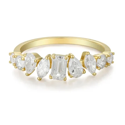 Mixed Cut Diamond Half Eternity Ring