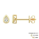 Bezel-Set Emerald Shape Diamond Stud Earrings - Image 2