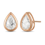 Bezel-Set Pear Shape Diamond Stud Earrings - Image 5
