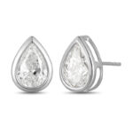 Bezel-Set Pear Shape Diamond Stud Earrings - Image 4
