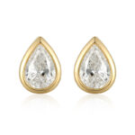Bezel-Set Pear Shape Diamond Stud Earrings - Image 3