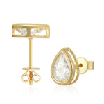 Bezel-Set Pear Shape Diamond Stud Earrings - Image 2