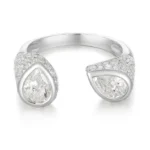 Open Ring - Round and Pear cut Diamond - Image 2