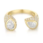 Open Ring - Round and Pear cut Diamond