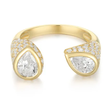 Open Ring - Round and Pear cut Diamond