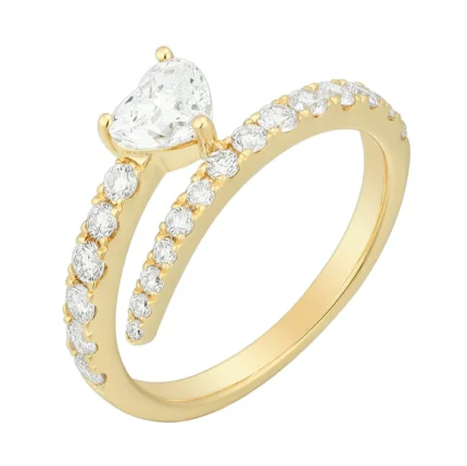 Swirl Ring with Heart Diamond